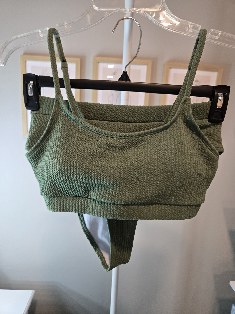 🌞⛱️👙 New Textured Olive Green Bikini Top — Women Swim Bikini
